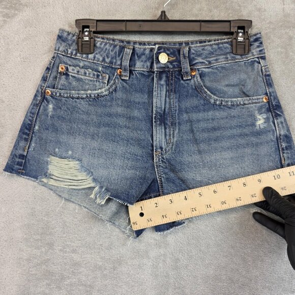 Garage Denim Shorts Womens 26 Blue Festival Distressed Cutoff Raw Hem Frayed - Picture 4 of 11